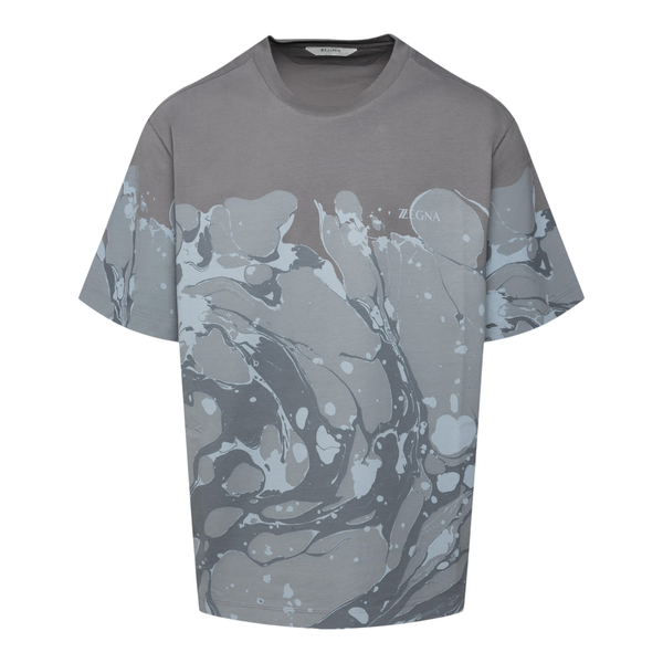 Grey T-shirt with patent effect print                                                                                                                 Zegna ZZ651C front