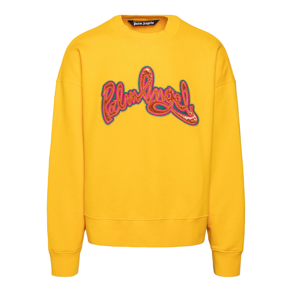 Yellow sweatshirt with brand name                                                                                                                     Palm Angels PMBA026F21FLE006 back