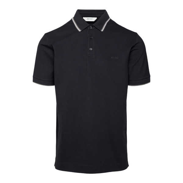 Black polo shirt with contrasting collar                                                                                                              Zegna ZZ661 back
