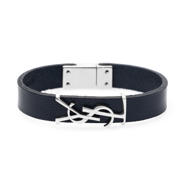 Black bracelet with silver logo                                                                                                                       Saint Laurent 559355 front