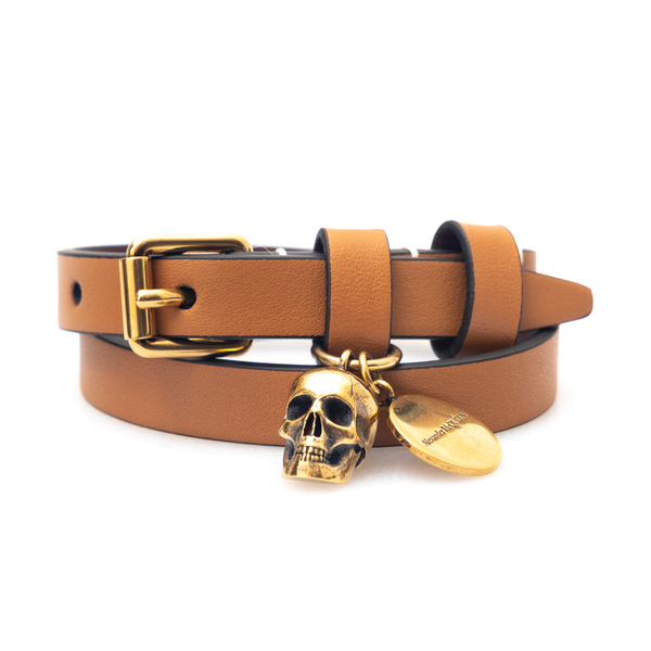 Brown bracelet with skull pendant                                                                                                                     Alexander Mcqueen 630990 front