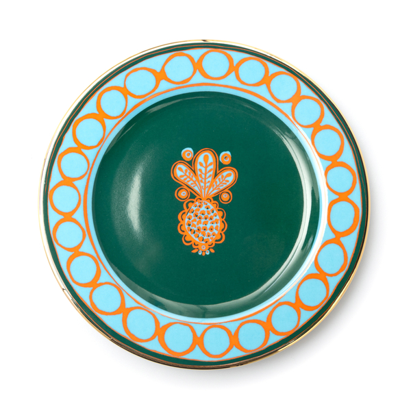 Green and blue printed dessert plates                                                                                                                 La Double J DIS0031 front