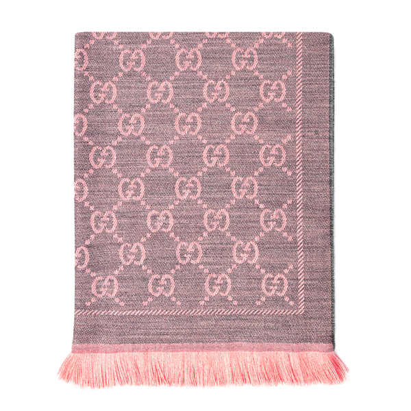 Pink and gray scarf with logo pattern Gucci | Ratti Boutique
