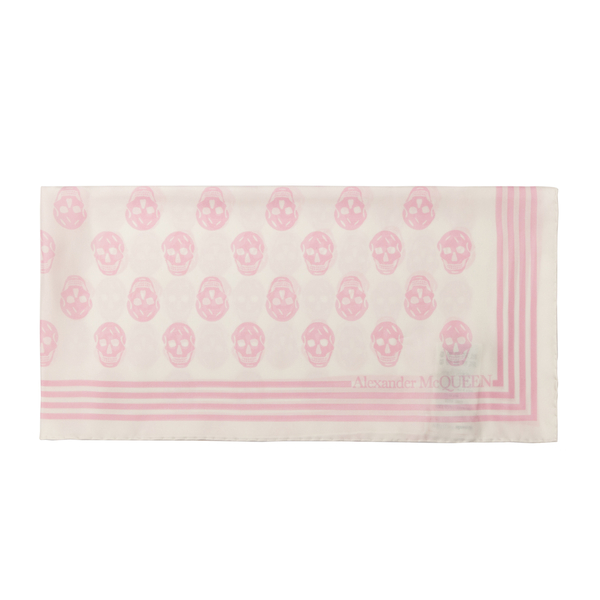 White and pink scarf with skulls                                                                                                                      Alexander Mcqueen 590929 front