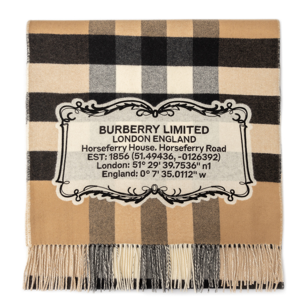 Beige scarf with tartan pattern                                                                                                                       Burberry 8049731 front