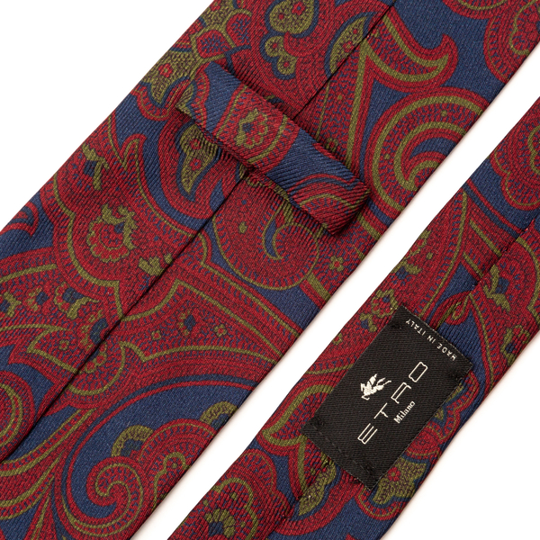 Cravatta rossa con stampa paisley                                                                                                                      davanti