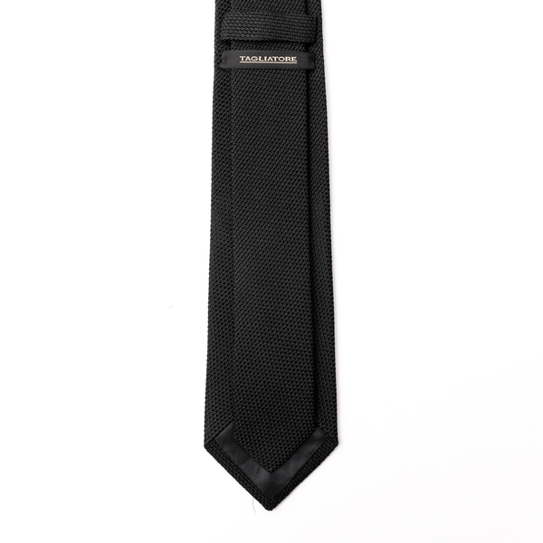 Cravatta nera con texture                                                                                                                              davanti