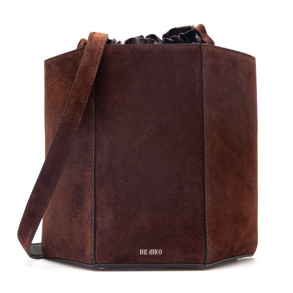 Brown bucket bag with logo                                                                                                                            The Attico 221WAH08 back