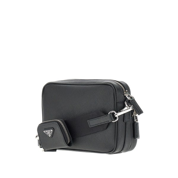 Black Brushed Leather Shoulder Bag | PRADA