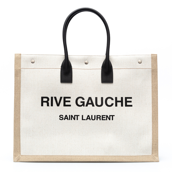 White canvas tote bag with brand name                                                                                                                 Saint Laurent 617481 back