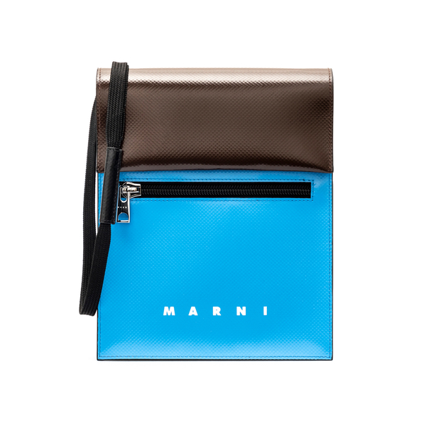Borsa a spalla azzurra con nome brand                                                                                                                 Marni SBMQ0036A0 retro