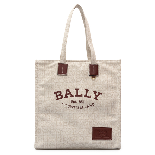 Beige canvas tote bag with brand name                                                                                                                 Bally WAE016 back