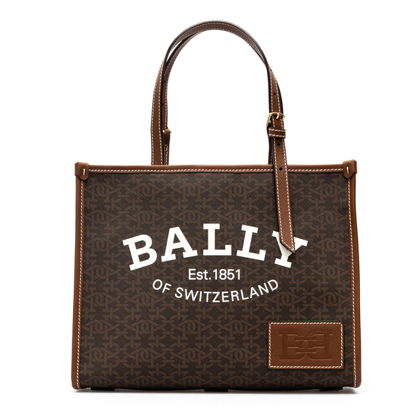 Brown tote bag with logo pattern                                                                                                                      Bally WAE025 back
