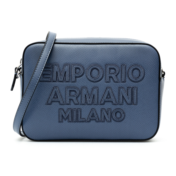Emporio Armani Blue Leather Messenger Bag Emporio Armani