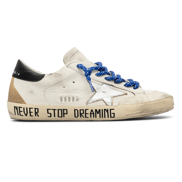 White distressed-effect sneakers with star                                                                                                            Golden Goose GMF00175 front