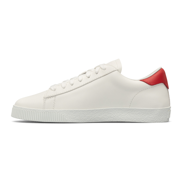 Sneakers bianche con logo e tallone rosso                                                                                                              davanti