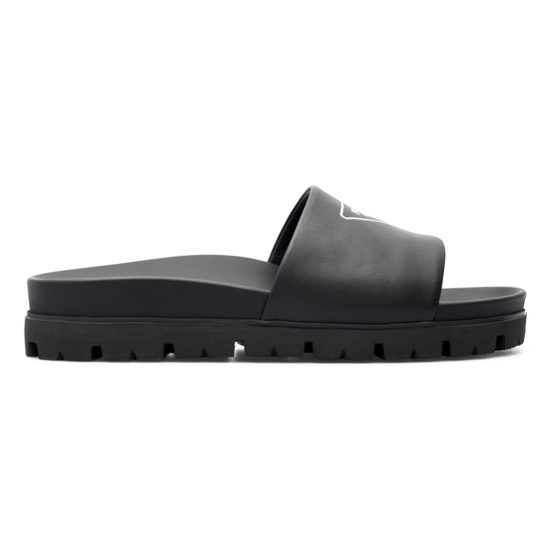 Black slippers with brand name                                                                                                                        Prada 2X3060 front