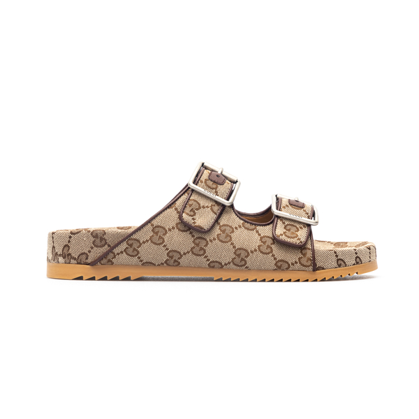 Beige sandals with logo pattern                                                                                                                       Gucci 658020 back