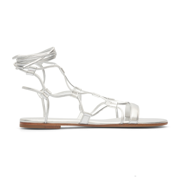 Flat sandals in silver leather                                                                                                                        Gianvito Rossi G32071 back