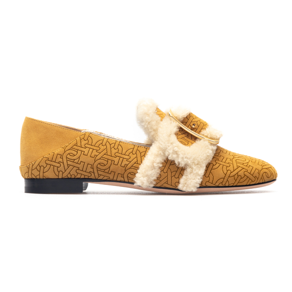 Ocher loafer with logo pattern                                                                                                                        Bally JANELLEQFUR front
