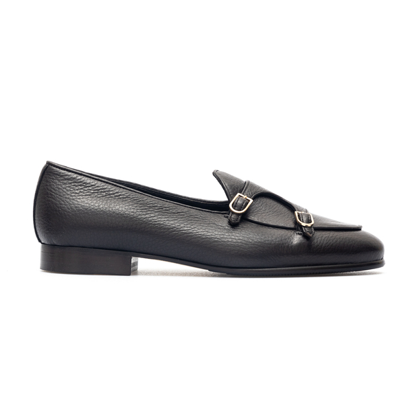 Black loafers with double buckle                                                                                                                      Edhen ALB099 front