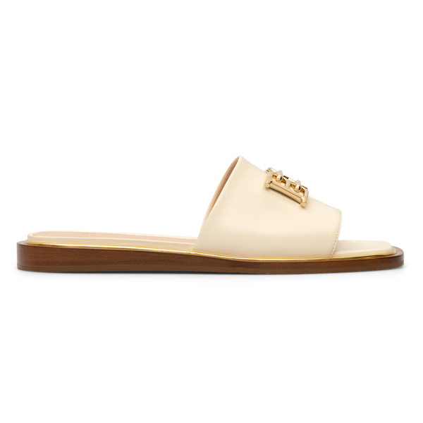 Ivory slippers with gold logo                                                                                                                         Bally WF1028 back