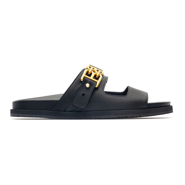 Black slippers with gold logo                                                                                                                         Bally WF1050 front