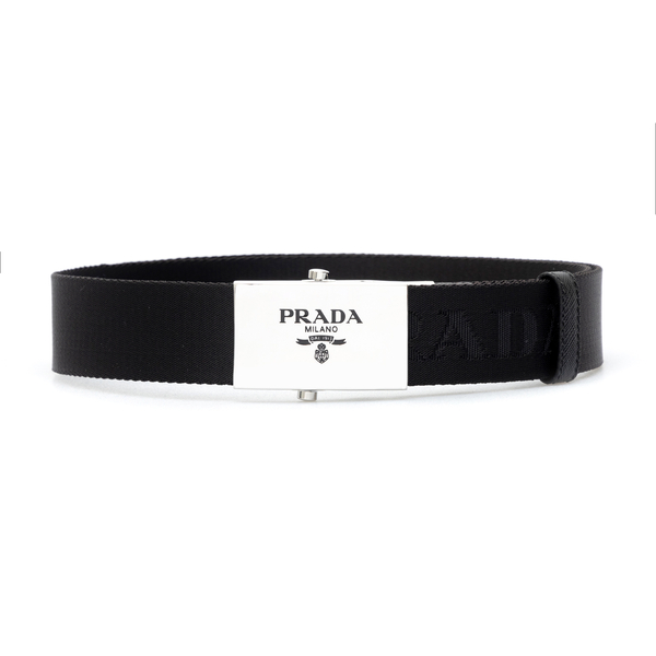 Black belt with logo                                                                                                                                  Prada 2CN023 front