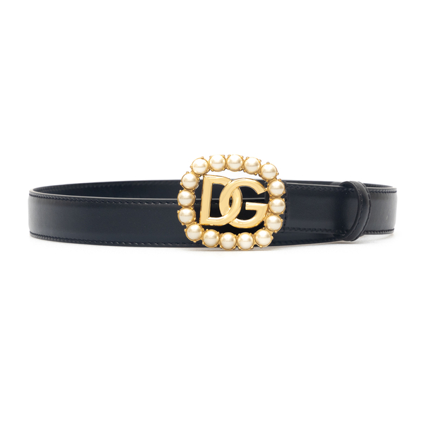 Black belt with golden buckle with pearls                                                                                                             Dolce&gabbana BE1480 front