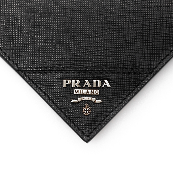 Black wallet with metallic logo Prada | Ratti Boutique