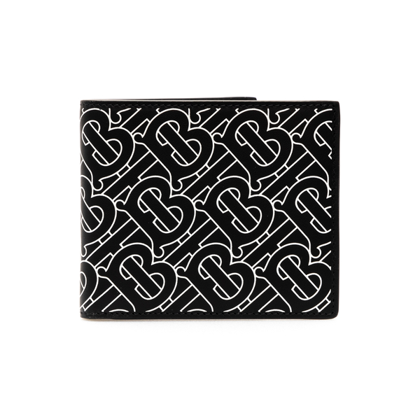 Black wallet with logo pattern                                                                                                                        Burberry 8049203 front