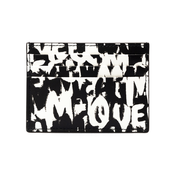 Black and white card holder with print Alexander Mcqueen | Ratti Boutique