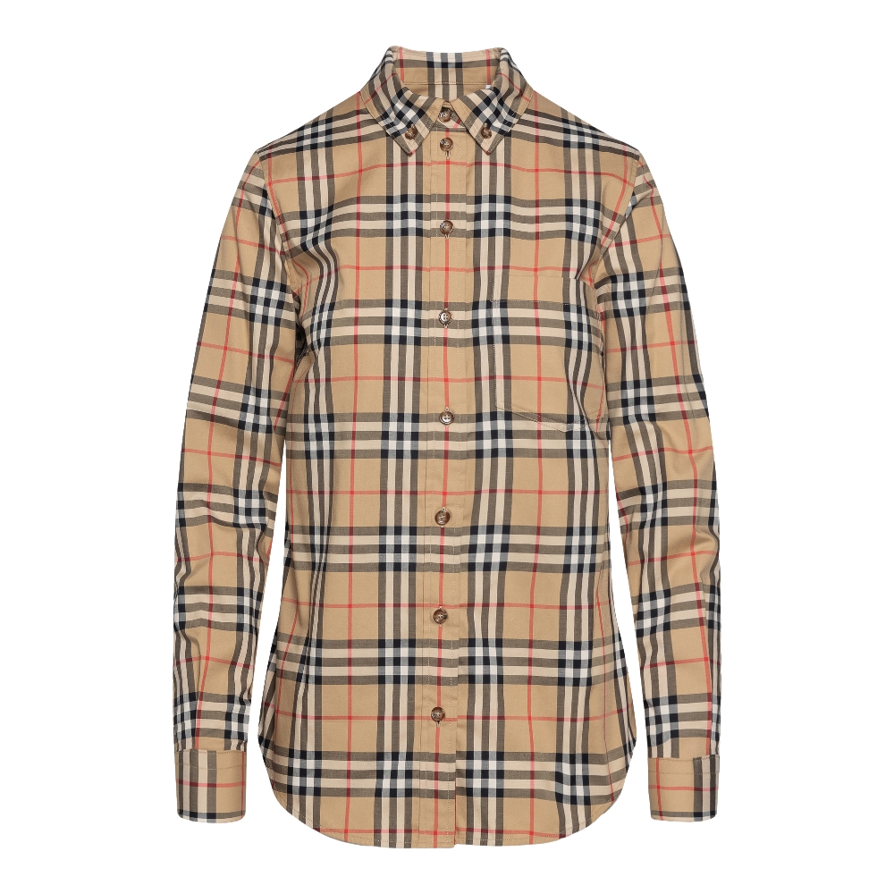 Fitted beige shirt in tartan pattern Burberry | Ratti Boutique