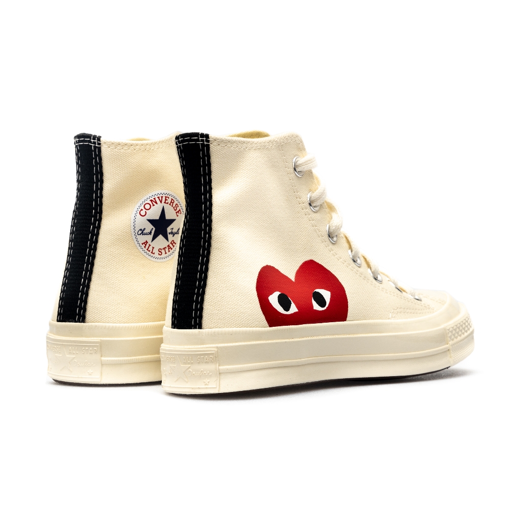 White canvas sneakers with heart Comme Des Garcons Play Converse | Ratti  Boutique