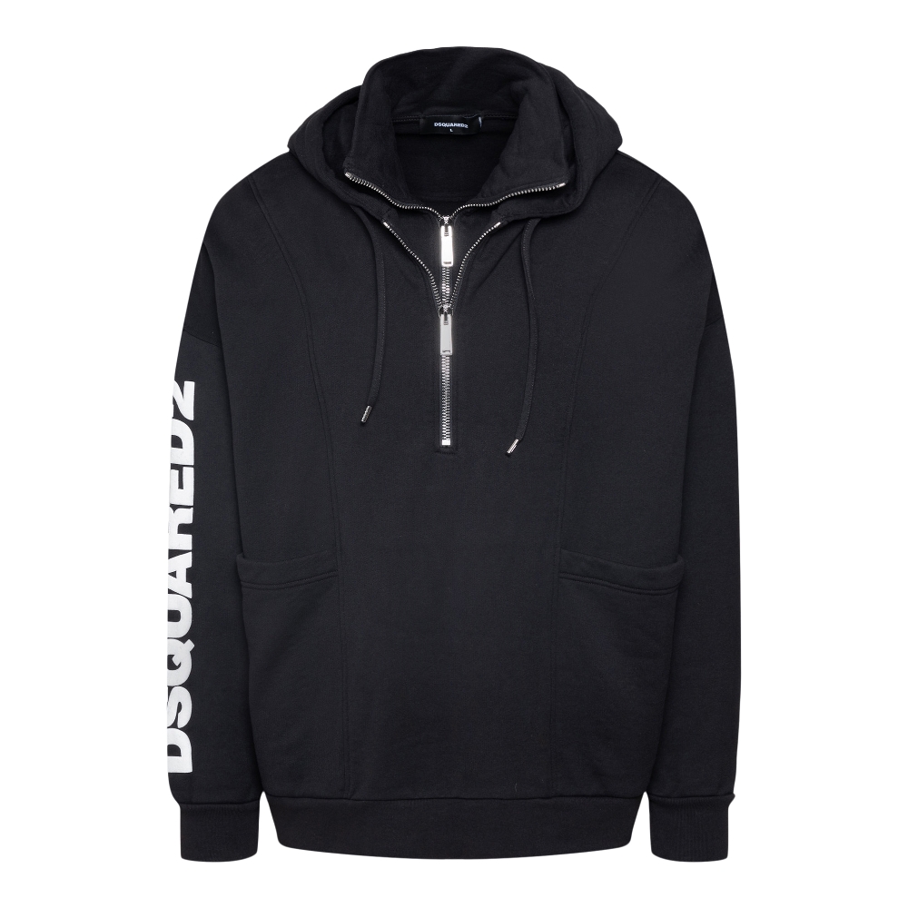 Black sweatshirt with double zip and hood Dsquared2 | Ratti Boutique