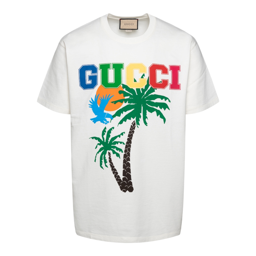 White t-shirt with multicolored print Gucci | Ratti Boutique