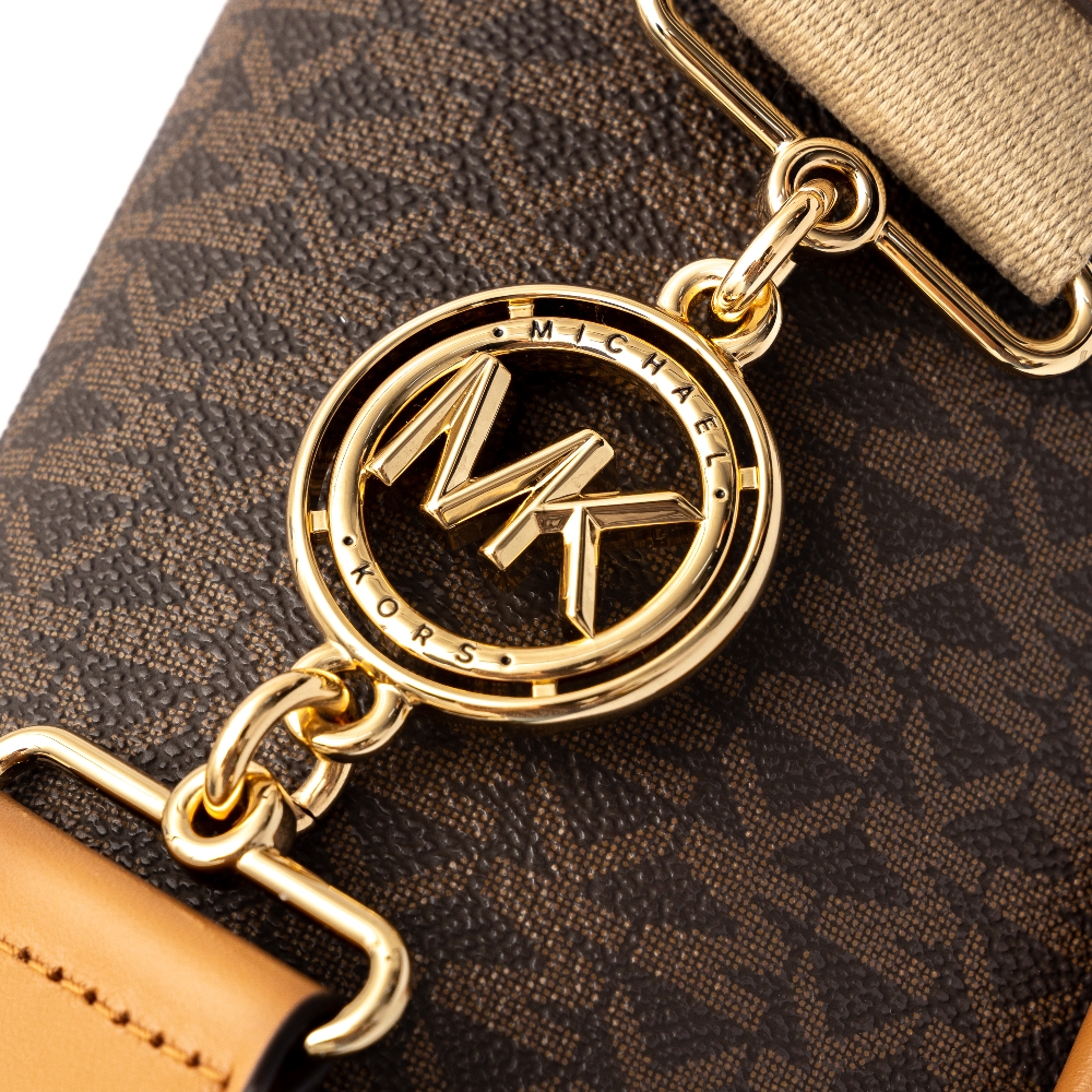 Brown shoulder bag with MK logo pattern Michael Kors | Ratti Boutique