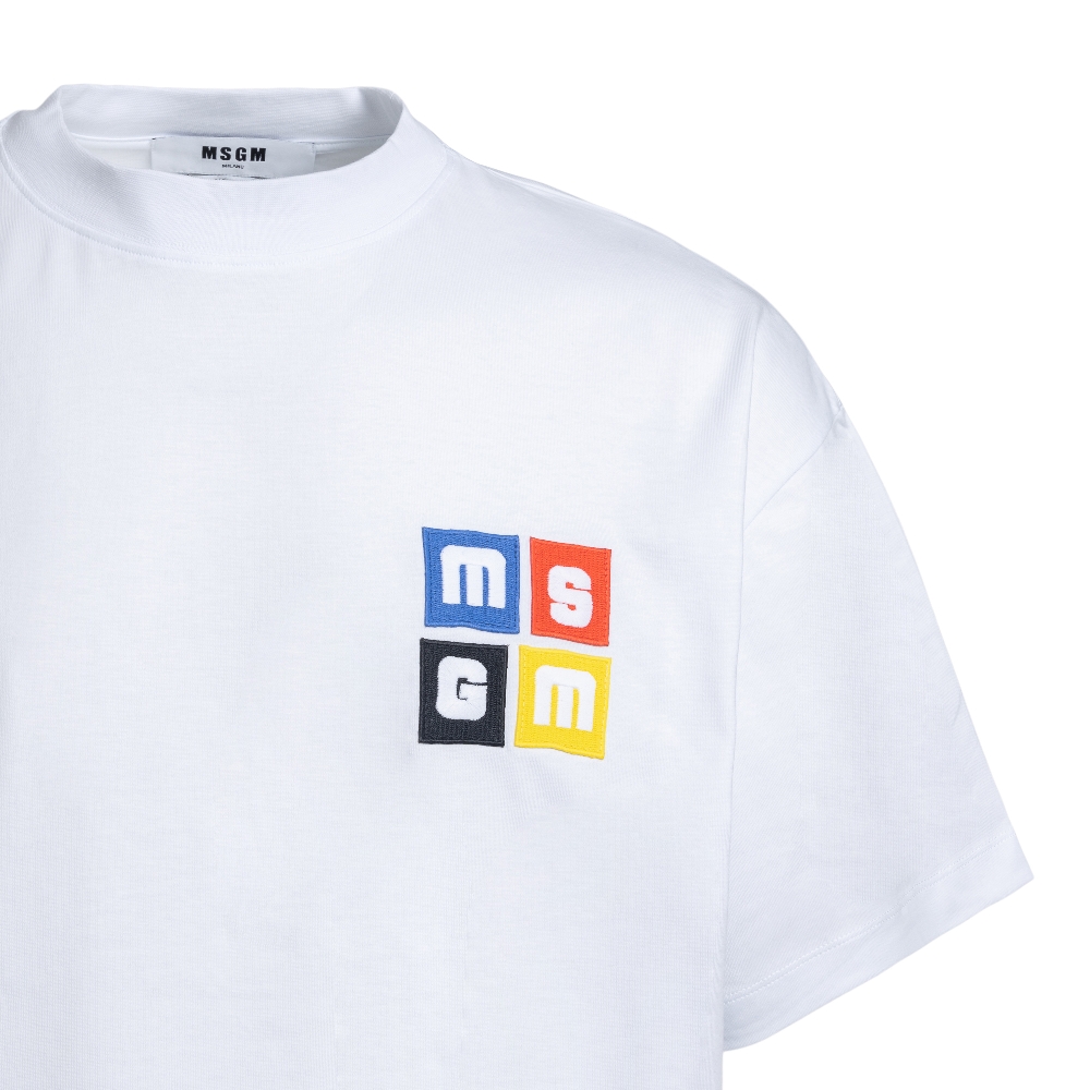 White t-shirt with colorful logo Msgm | Ratti Boutique