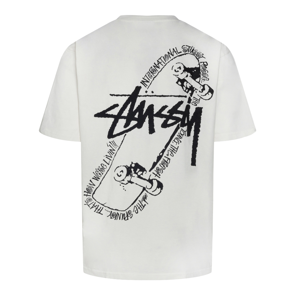 White t-shirt with print on the back Stussy