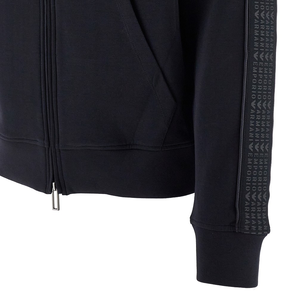 Full-Zip Sweatshirt In Jersey With Stripes And Ea Patch by Emporio