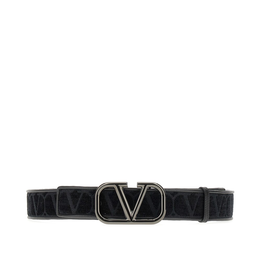 Valentino Garavani Vlogo monogram-jacquard Belt - Black