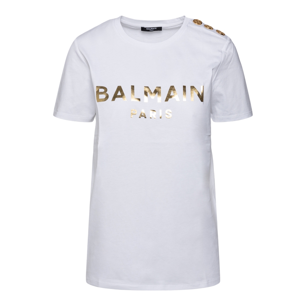 White T-shirt with gold print Balmain ...