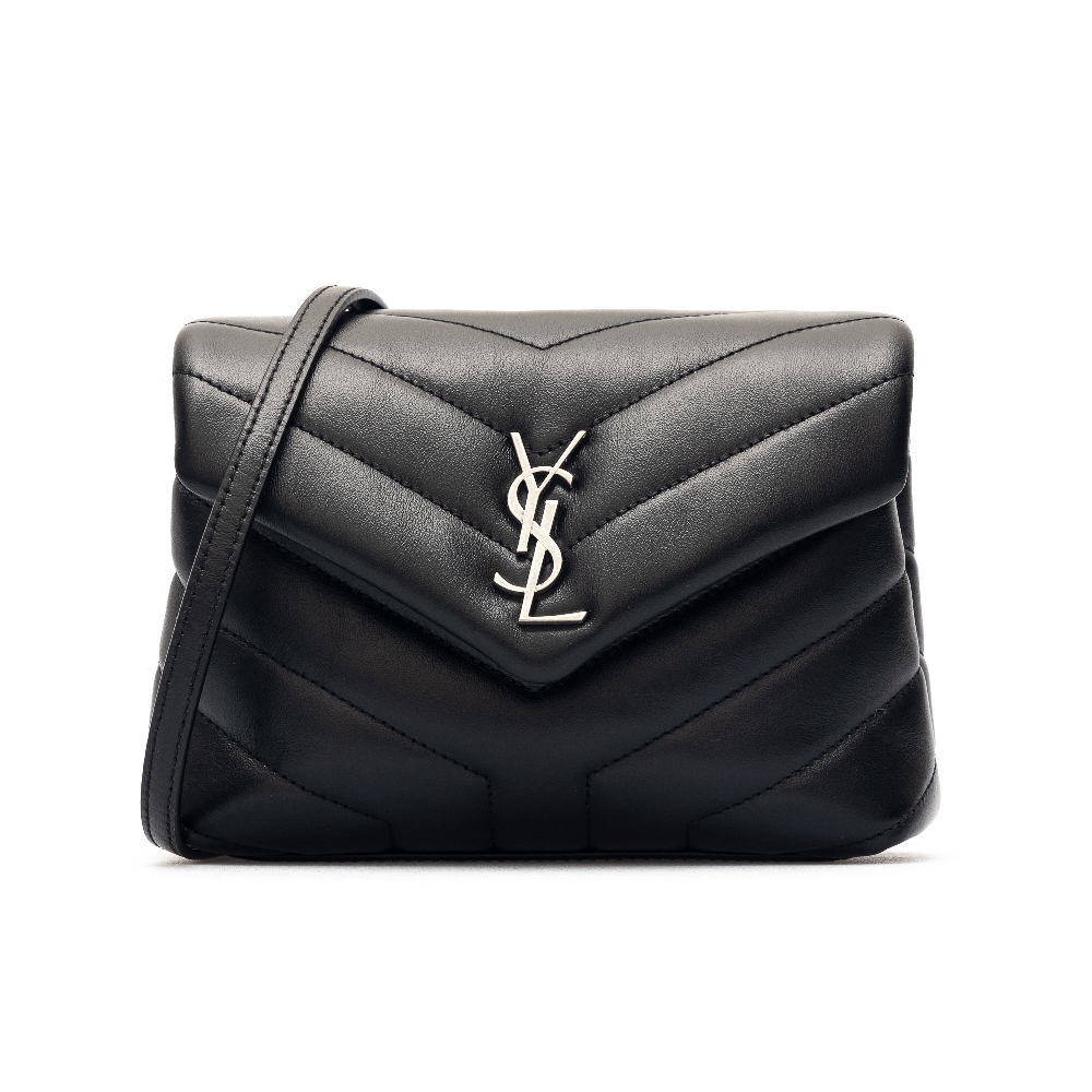 they scald National anthem Black shoulder bag with stitching and logo Saint Laurent | Ratti Boutique