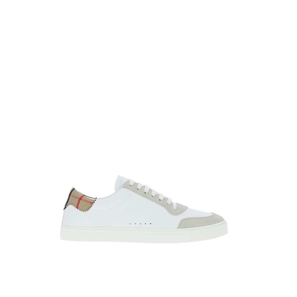 Leather sneakers with Check canvas heel tab Burberry | Ratti Boutique